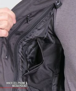 Hot Leathers JKM1025 Men’s Black Armored Nylon Mesh Jacket With Reflective Piping And Concealed Carry Pocket