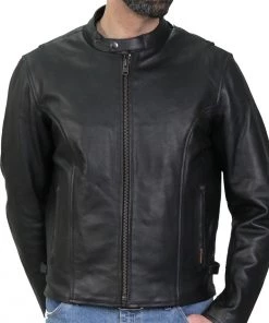 Leather Motorcycle Jackets Hot Leathers JKM1027 Men’s Black ‘Carry And Conceal’ Leather Jacket