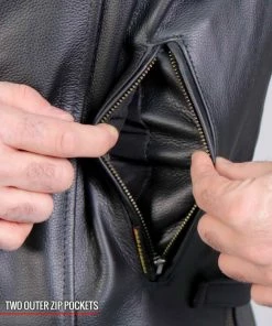 Leather Motorcycle Jackets Hot Leathers JKM1027 Men’s Black ‘Carry And Conceal’ Leather Jacket