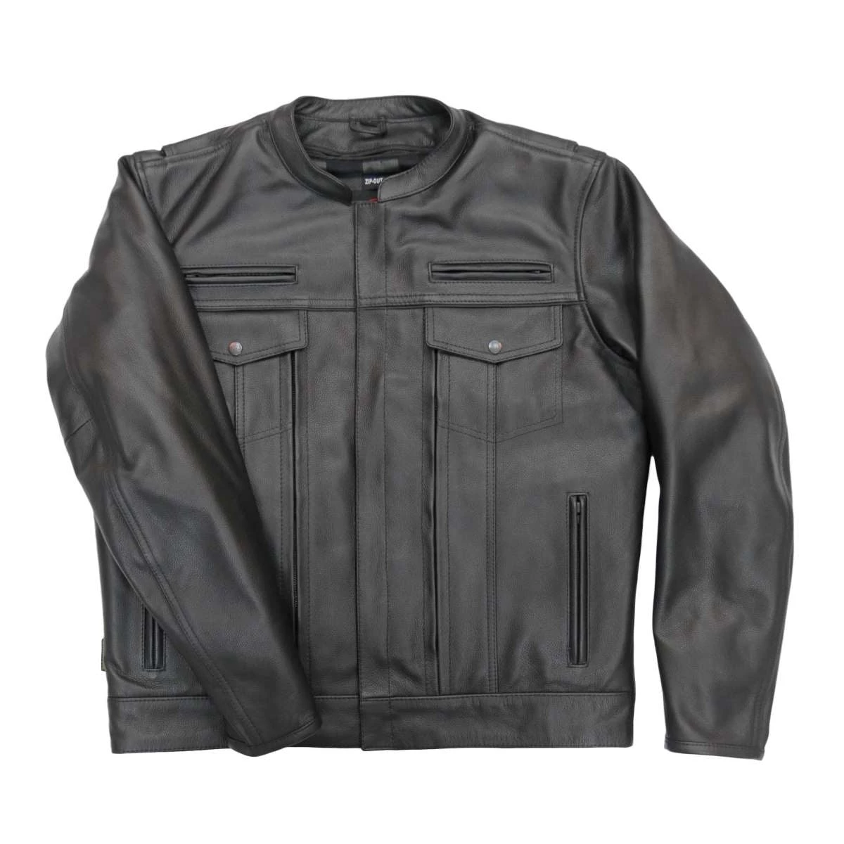 Leather Motorcycle Jackets Hot Leathers JKM1028 Men's Black Leather MC Jacket With Zip Out Lining
