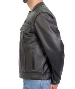 Leather Motorcycle Jackets Hot Leathers JKM1028 Men's Black Leather MC Jacket With Zip Out Lining