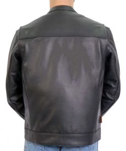 Leather Motorcycle Jackets Hot Leathers JKM1028 Men's Black Leather MC Jacket With Zip Out Lining