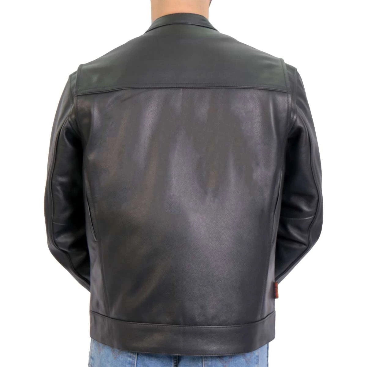 Leather Motorcycle Jackets Hot Leathers JKM1028 Men's Black Leather MC Jacket With Zip Out Lining
