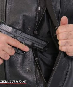 Leather Motorcycle Jackets Hot Leathers JKM1028 Men's Black Leather MC Jacket With Zip Out Lining