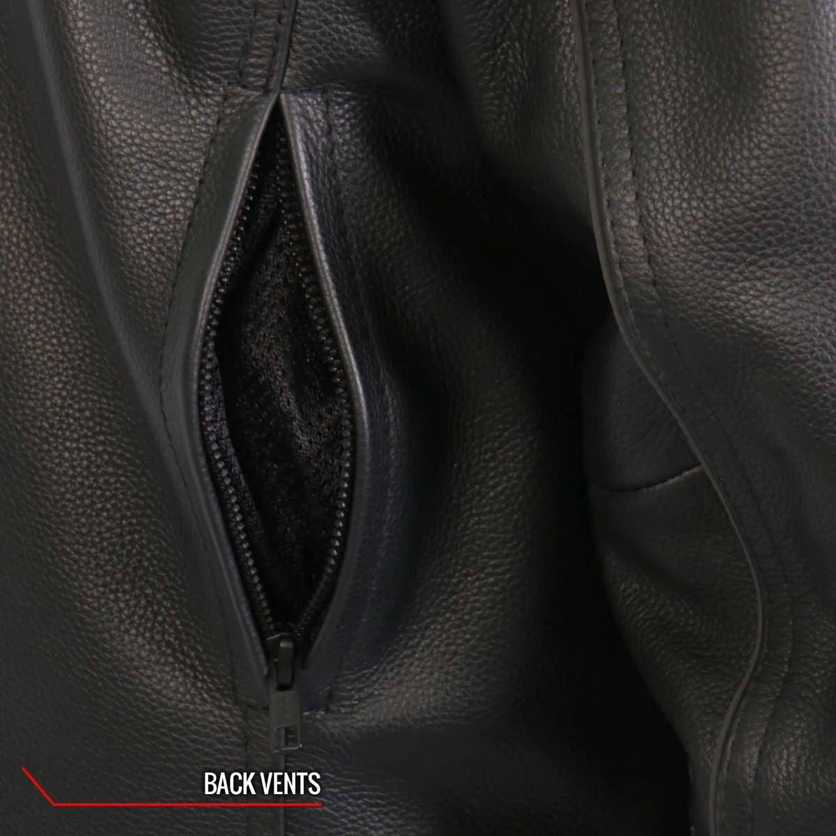 Leather Motorcycle Jackets Hot Leathers JKM1028 Men's Black Leather MC Jacket With Zip Out Lining