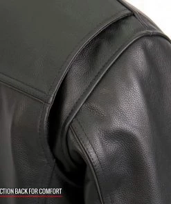 Leather Motorcycle Jackets Hot Leathers JKM1028 Men's Black Leather MC Jacket With Zip Out Lining