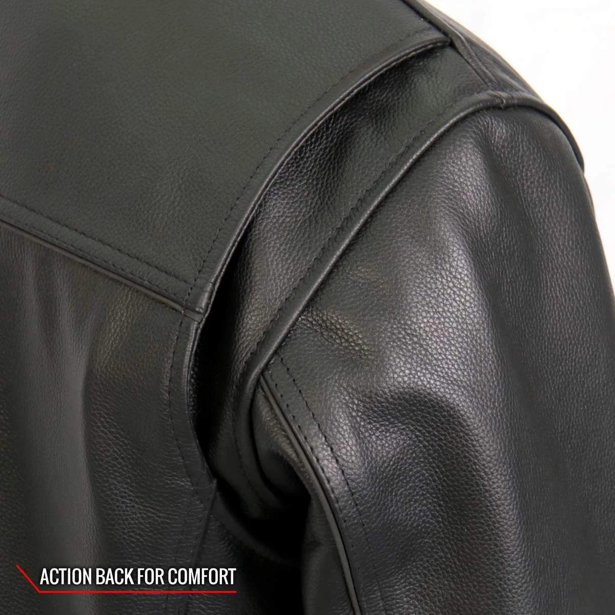 Leather Motorcycle Jackets Hot Leathers JKM1028 Men's Black Leather MC Jacket With Zip Out Lining