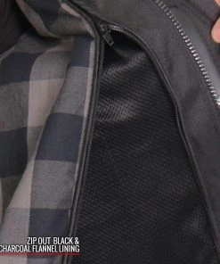 Leather Motorcycle Jackets Hot Leathers JKM1028 Men's Black Leather MC Jacket With Zip Out Lining