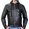 Leather Motorcycle Jackets Hot Leathers JKM1030 Men’s Black ‘Carry And Conceal’ Leather Jacket With Flannel Lined Hood