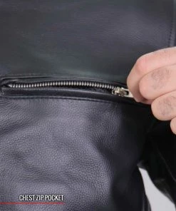 Leather Motorcycle Jackets Hot Leathers JKM1030 Men’s Black ‘Carry And Conceal’ Leather Jacket With Flannel Lined Hood