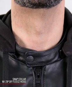 Leather Motorcycle Jackets Hot Leathers JKM1031 Men’s ‘Skull And Bones’ Leather Jacket With Flannel Lining