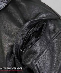 Leather Motorcycle Jackets Hot Leathers JKM1031 Men’s ‘Skull And Bones’ Leather Jacket With Flannel Lining