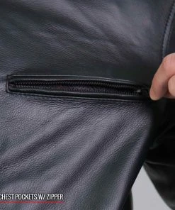 Leather Motorcycle Jackets Hot Leathers JKM1031 Men’s ‘Skull And Bones’ Leather Jacket With Flannel Lining