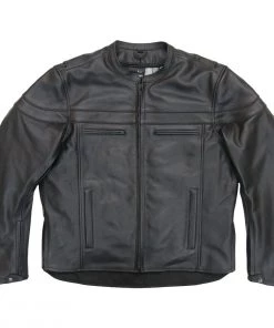 Hot Leathers JKM1032 Men’s Black ‘Skull Flag' Printed Leather Jacket With Concealed Carry Pockets Leather Motorcycle Jackets