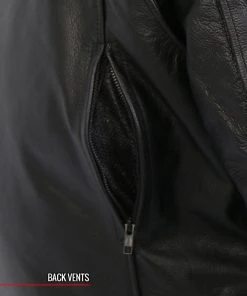 Hot Leathers JKM1032 Men’s Black ‘Skull Flag' Printed Leather Jacket With Concealed Carry Pockets Leather Motorcycle Jackets