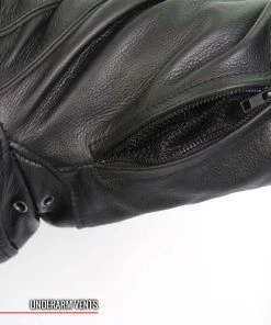 Hot Leathers JKM1032 Men’s Black ‘Skull Flag' Printed Leather Jacket With Concealed Carry Pockets Leather Motorcycle Jackets