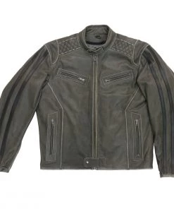 Hot Leathers JKM1033 Men’s Distress Grey ‘Café Racer' Leather Jacket With Concealed Carry Pockets Leather Motorcycle Jackets