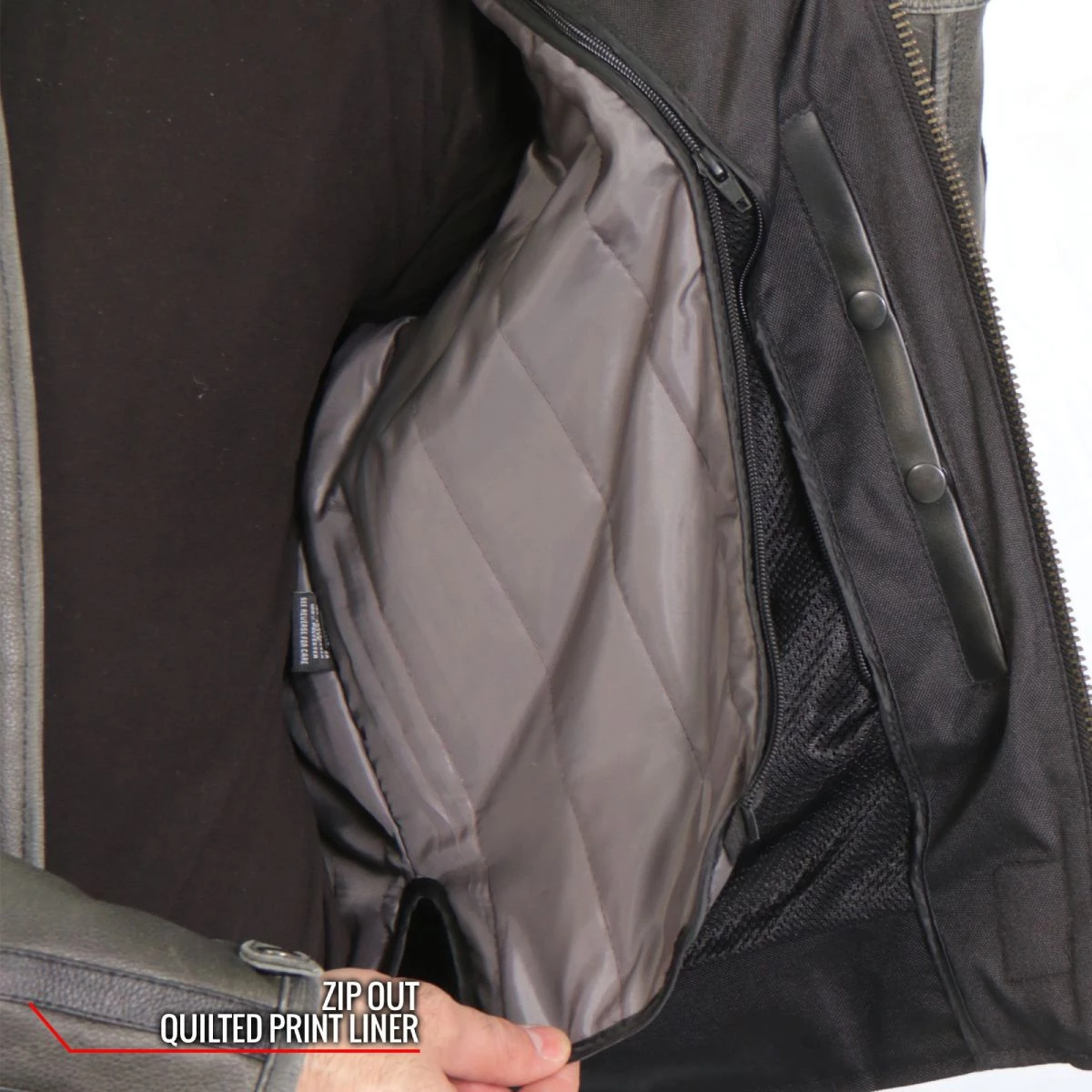 Hot Leathers JKM1033 Men’s Distress Grey ‘Café Racer' Leather Jacket With Concealed Carry Pockets Leather Motorcycle Jackets