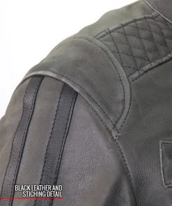 Hot Leathers JKM1033 Men’s Distress Grey ‘Café Racer' Leather Jacket With Concealed Carry Pockets Leather Motorcycle Jackets