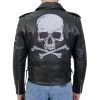 Hot Leathers JKM2001 Men’s Black ‘Skull And Crossbones' Motorcycle Leather Jacket Leather Motorcycle Jackets