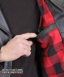 Hot Leathers JKM2001 Men’s Black ‘Skull And Crossbones' Motorcycle Leather Jacket Leather Motorcycle Jackets