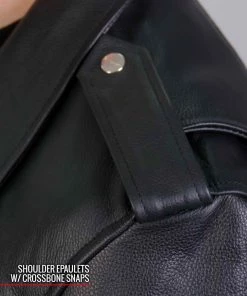 Hot Leathers JKM2001 Men’s Black ‘Skull And Crossbones' Motorcycle Leather Jacket Leather Motorcycle Jackets