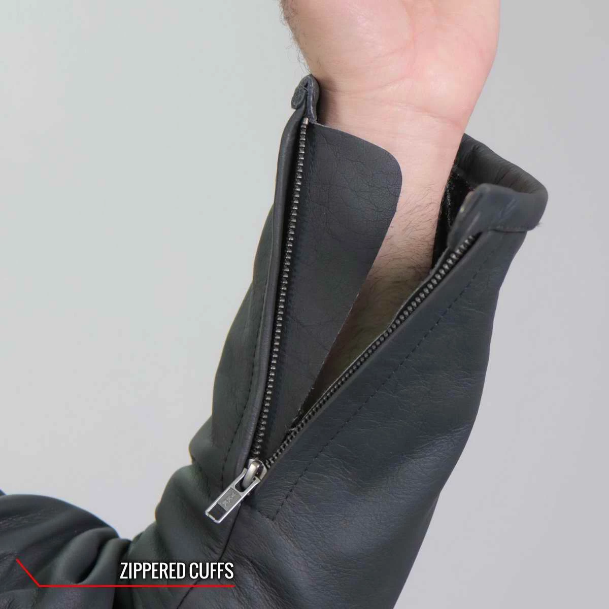 Leather Motorcycle Jackets Hot Leathers JKM2002 Men’s Black ‘Reflective Skull' Printed Leather Jacket With Concealed Carry Pockets