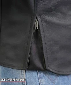 Leather Motorcycle Jackets Hot Leathers JKM2002 Men’s Black ‘Reflective Skull' Printed Leather Jacket With Concealed Carry Pockets