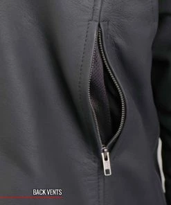 Leather Motorcycle Jackets Hot Leathers JKM2002 Men’s Black ‘Reflective Skull' Printed Leather Jacket With Concealed Carry Pockets