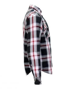 Hot Leathers JKM3001 Men's Red And White Armored Flannel Jacket Motorcycle Jackets