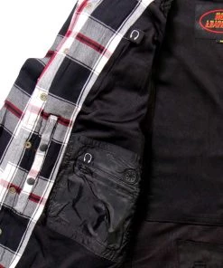 Hot Leathers JKM3001 Men's Red And White Armored Flannel Jacket Motorcycle Jackets