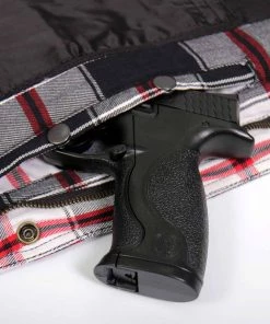 Hot Leathers JKM3001 Men's Red And White Armored Flannel Jacket Motorcycle Jackets