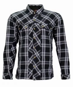 Hot Leathers JKM3002 Men's Black And White Armored Flannel Jacket