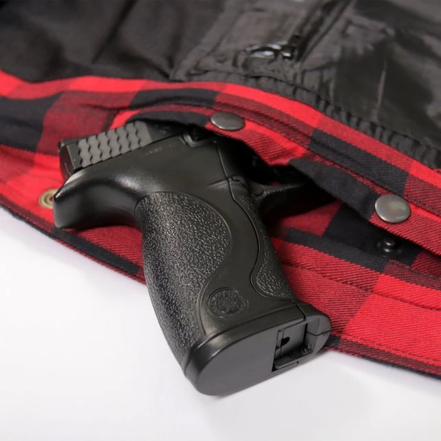 Hot Leathers JKM3003 Men's Red And Black Armored Flannel Jacket Motorcycle Jackets