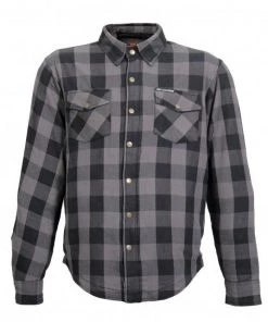 Hot Leathers JKM3004 Men's Grey And Black Armored Flannel Jacket