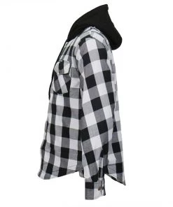 Motorcycle Jackets Hot Leathers JKM3006 Men’s Black And White Hooded Armored Flannel Jacket
