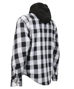 Motorcycle Jackets Hot Leathers JKM3006 Men’s Black And White Hooded Armored Flannel Jacket