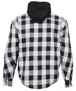 Motorcycle Jackets Hot Leathers JKM3006 Men’s Black And White Hooded Armored Flannel Jacket