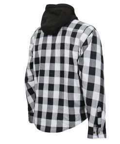 Motorcycle Jackets Hot Leathers JKM3006 Men’s Black And White Hooded Armored Flannel Jacket