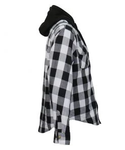Motorcycle Jackets Hot Leathers JKM3006 Men’s Black And White Hooded Armored Flannel Jacket