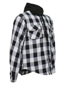 Motorcycle Jackets Hot Leathers JKM3006 Men’s Black And White Hooded Armored Flannel Jacket