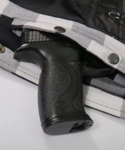 Motorcycle Jackets Hot Leathers JKM3006 Men’s Black And White Hooded Armored Flannel Jacket