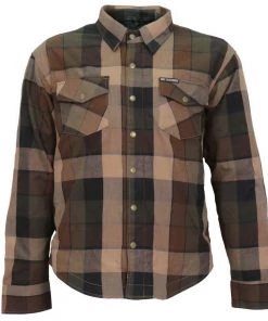 Hot Leathers JKM3007 Men's Black And Brown Armored Flannel Shirt