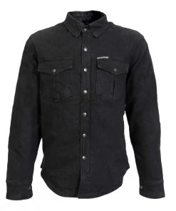 Hot Leathers JKM3009 Men's Classic Black Denim Long Sleeve Shirt With Armor Motorcycle Protective Shirts