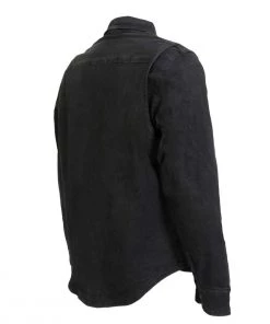 Hot Leathers JKM3009 Men's Classic Black Denim Long Sleeve Shirt With Armor Motorcycle Protective Shirts