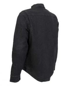 Hot Leathers JKM3009 Men's Classic Black Denim Long Sleeve Shirt With Armor Motorcycle Protective Shirts
