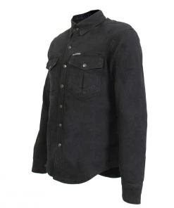 Hot Leathers JKM3009 Men's Classic Black Denim Long Sleeve Shirt With Armor Motorcycle Protective Shirts