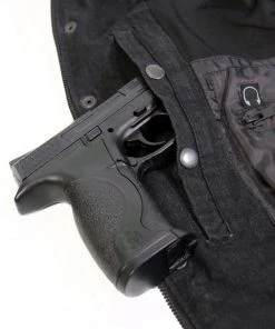 Hot Leathers JKM3009 Men's Classic Black Denim Long Sleeve Shirt With Armor Motorcycle Protective Shirts