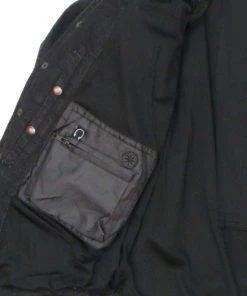 Hot Leathers JKM3009 Men's Classic Black Denim Long Sleeve Shirt With Armor Motorcycle Protective Shirts