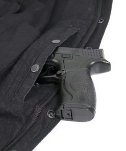 Hot Leathers JKM3009 Men's Classic Black Denim Long Sleeve Shirt With Armor Motorcycle Protective Shirts